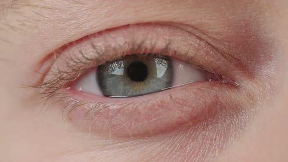 Macro shot of a woman's blue eyes