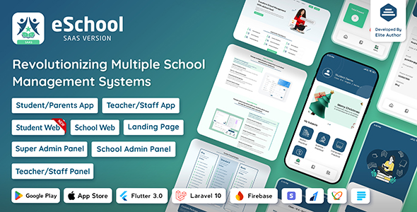 eSchool SaaS - School Management System with Student/Parent Flutter App, Student Web, Laravel Panel