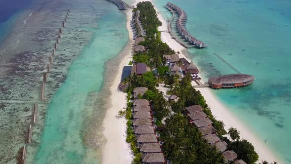 Aerial sky of sea view beach by blue lagoon with sand background