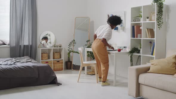 African American Business Lady Working from Home