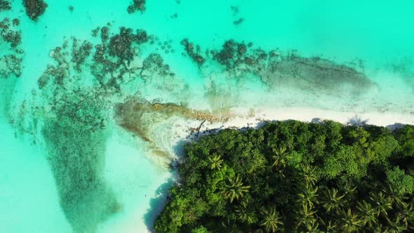 Aerial view sky of exotic coast beach time by aqua blue water with white sand background of a dayout