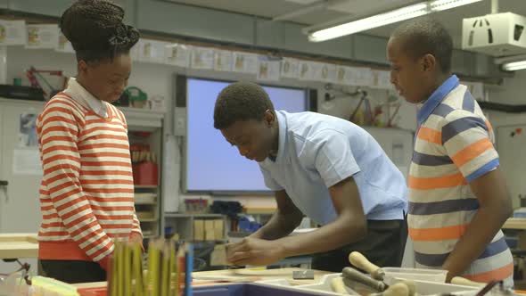 MS School children practising with work tool