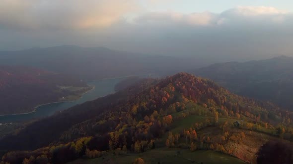 Aerial Autumn Landscape In Mountains