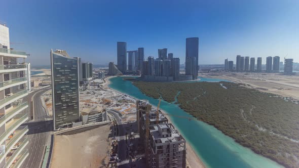 Buildings on Al Reem Island in Abu Dhabi Timelapse From Above