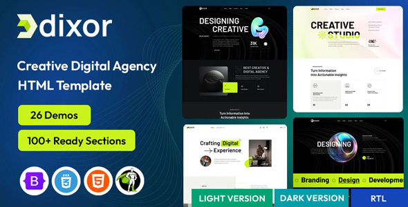 Dixor - Digital Agency & Portfolio HTML Template