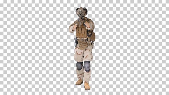 Soldier Walking and Aiming with Assault Rifle, Alpha Channel