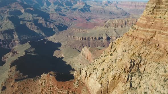 4K aerial view of Grand Canyon South Rim, Arizona, USA