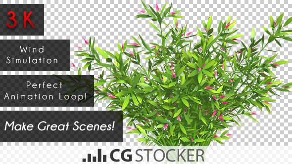 Wind Simulated Plant with Pink Flowers alt