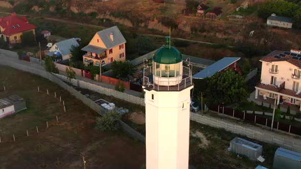 A beautiful lighthouse on the seashore