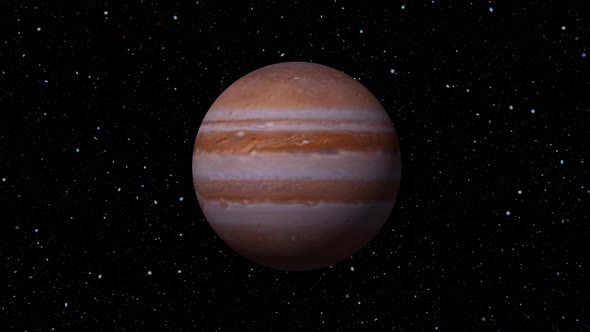 3d Realistic Rotated Zoom Out Jupiter Planet  Star Background