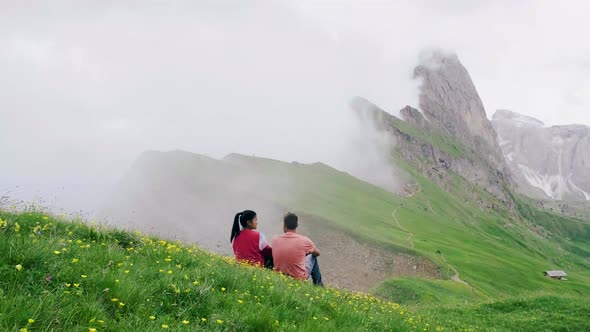 Hiking in the Italien Dolomites Amazing View on Seceda Peak