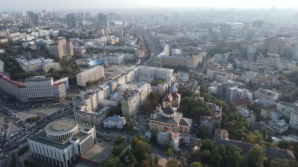 Cityscape of Kyiv, Ukraine. Aerial View, Slow Motion