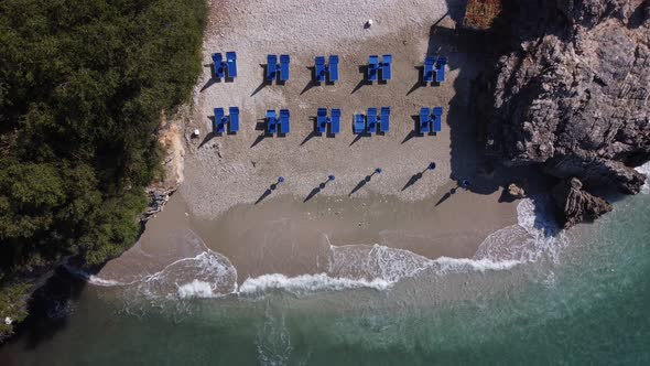 Idyllic Tropical Coastline Aerial View Paradise Beach in Albania Vacations Holiday Concept