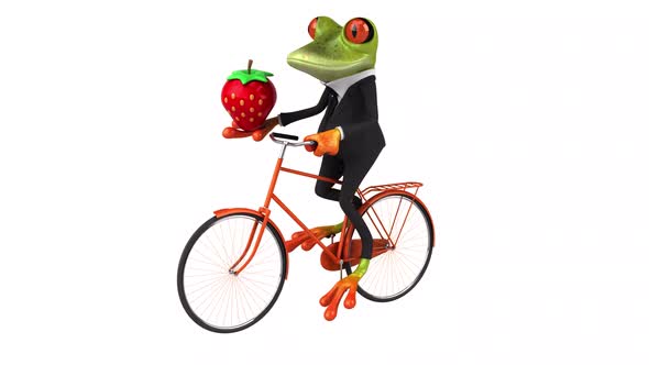 Fun frog on a bicycle - Digital animation