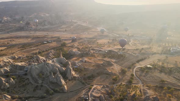 Cappadocia, Turkey : Balloons in the Sky. Aerial View