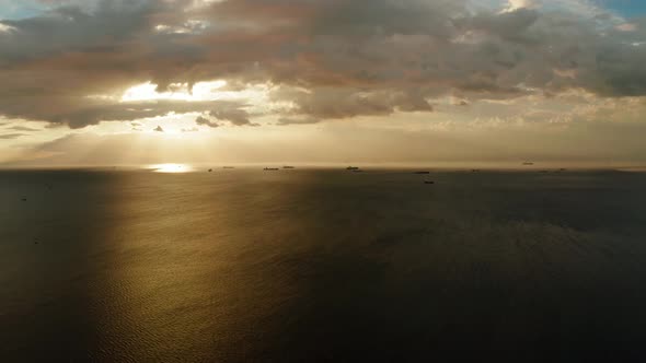 Sunset Over the Sea in Manila Bay