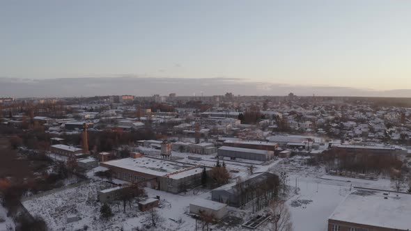 Aerial View Flight Industrial District In The Township