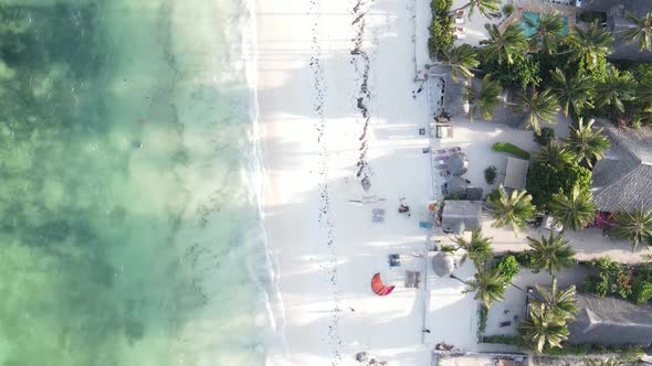 Zanzibar Tanzania  Vertical Video of the Ocean Near the Coast Slow Motion