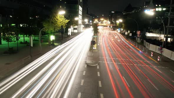 Timelapse Of Light Trails On Highway At Night