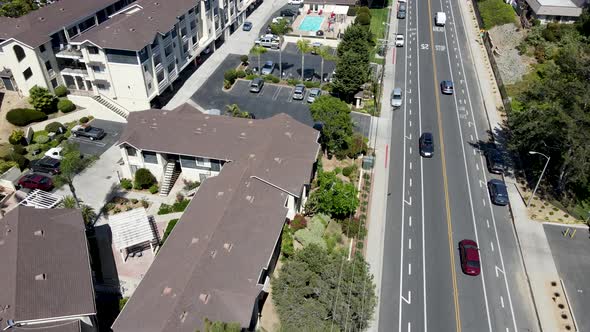 Aerial View of Suburb Area with Residential Villa in San Diego California