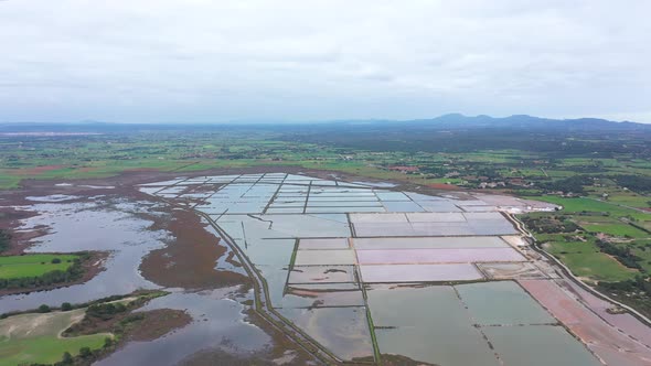 Salt evaporation ponds, salterns or salt works near the Colonia de Sant Jordi