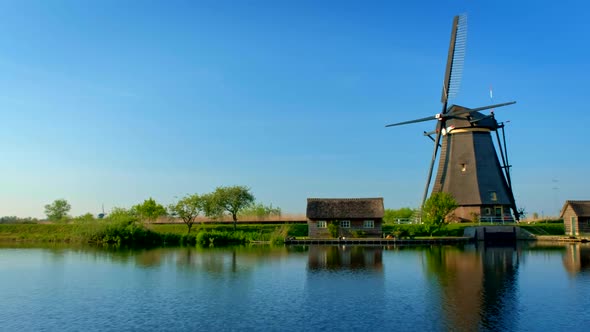 Windmills at Kinderdijk in Holland. Netherlands