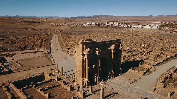 Aerial View Of The Ruins Of Ancient Timgad, Algeria