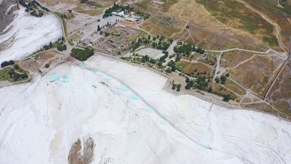 Top Aerial View of Pamukkale in Turkey Aka Cotton Castle