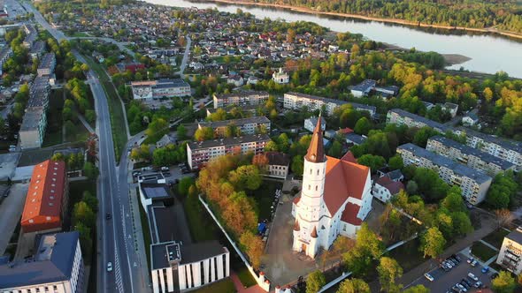 Aerial View Siauliai Cathedral With City Panorama