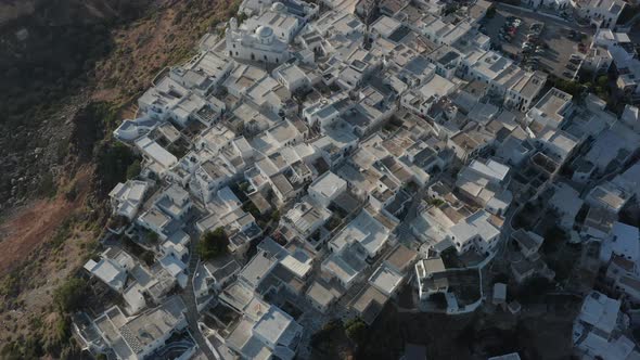 Overhead Top Down Birds View Aerial of a Greek Village 