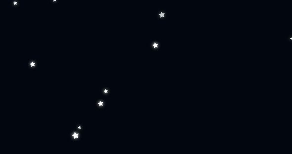 Animation of glowing white stars twinkling and moving in hypnotic motion on black background