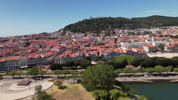 Aerial shot of beautiful Viana do Castelo city in the north of Portugal