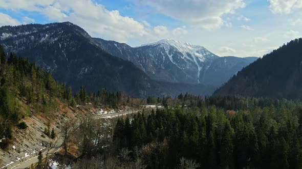 Aerial View of the Lashpsy River Valley Which Flows Into the Lake Ritsa