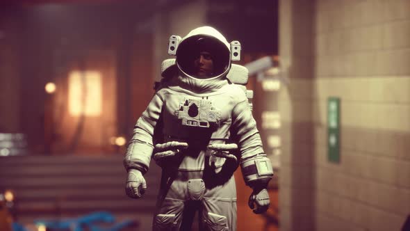 Astronaut at Underground Metro Subway