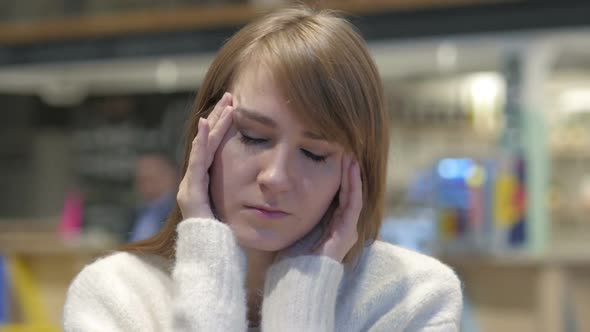 Tense Young Woman with Headache Frustrated Life