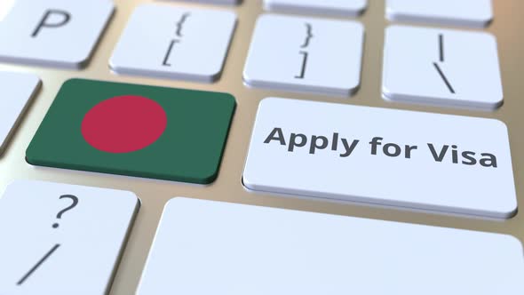 APPLY FOR VISA Text and Flag of Bangladesh on the Buttons alt