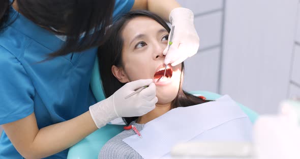 Woman on The Inspection of The Teeth in Dentistry