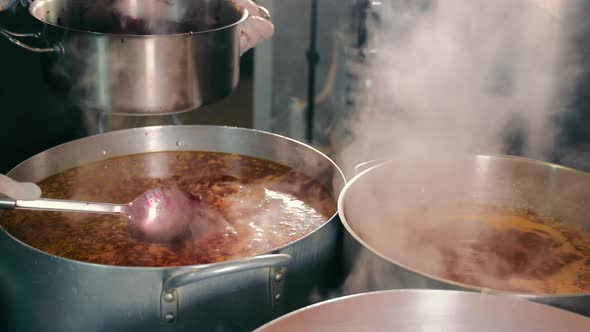 Preparation of Ukrainian Traditional Red Beet Borsch Dish