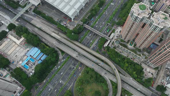 Aerial footage of landscape at night in shenzhen city, China, Hyperlapse