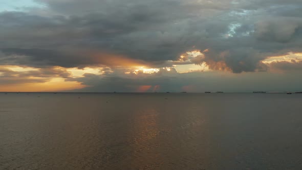 Sunset Over the Sea in Manila Bay