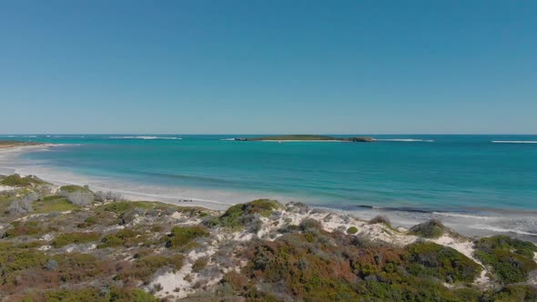 Panning Aerial Drone Shot Western Australia Coastal Town Lancelin