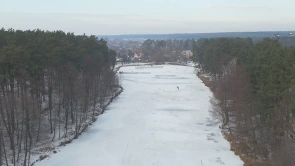 Winter Lake In Forest