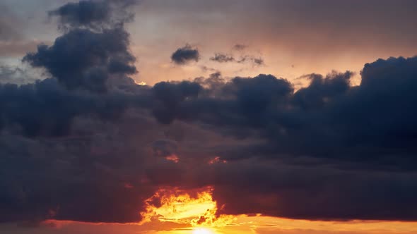Sunrise, dramatic movement of clouds, 4K