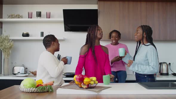 Joyful African Family Enjoying Leisure in Domestic Kitchen