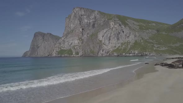 Kvalvika Beach - Aerial Drone Footage of Lofoten Islands, Norway