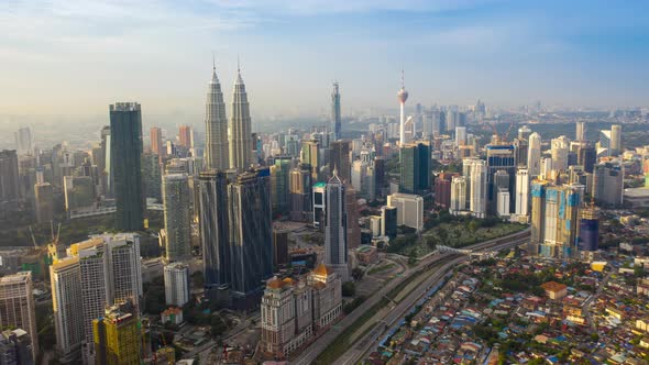 aerial view hyperlapse 4k video of Kuala Lumpur city