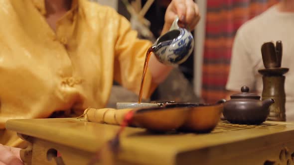 Tea Ceremony Lady Master Serving Drinking Pots, Exotic Spiritual Etiquette