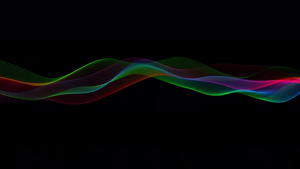 New color Technology Digital Particle Wave Motion On Black Background