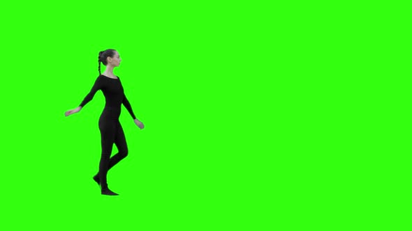 Dancer Walking Around Gently and Waving Her Hands Like a Swan with Green Screen.