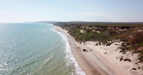 Aerial View of Solo Camping on Tropical Sandy Beach